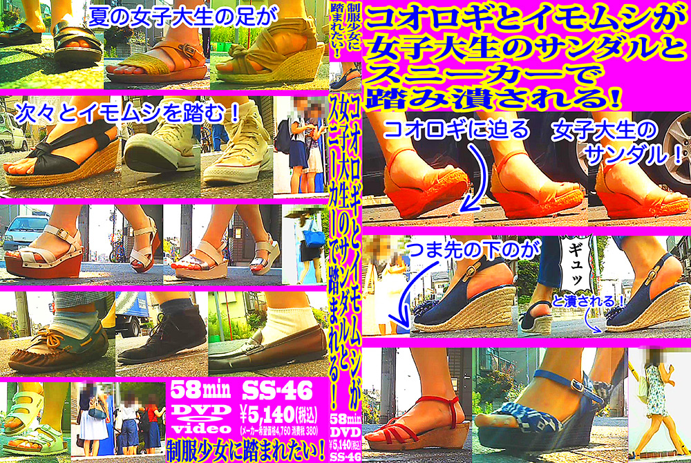 コオロギとイモムシがスニーカーで踏み潰される！